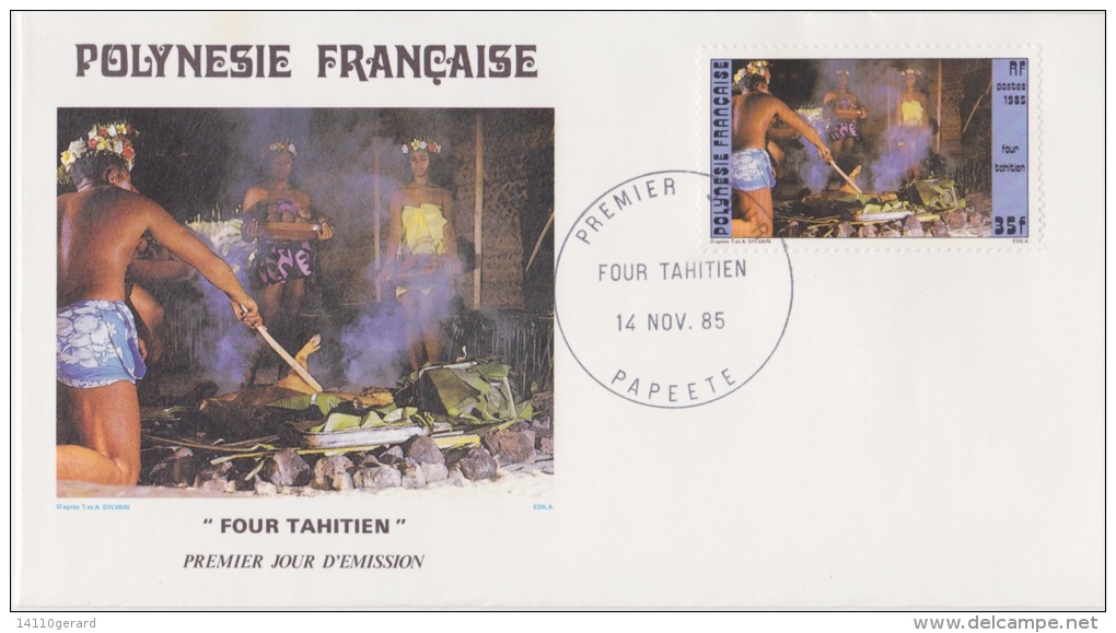 POLYNÉSIE FRANÇAISE  1ER JOUR  Four Tahitien 14 Novembre 1985 - Cartas & Documentos