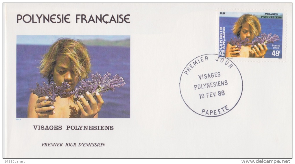 POLYNÉSIE FRANÇAISE  1ER JOUR VisaGES POLYNÉSIENS 19 Fevrier 1986 - Briefe U. Dokumente