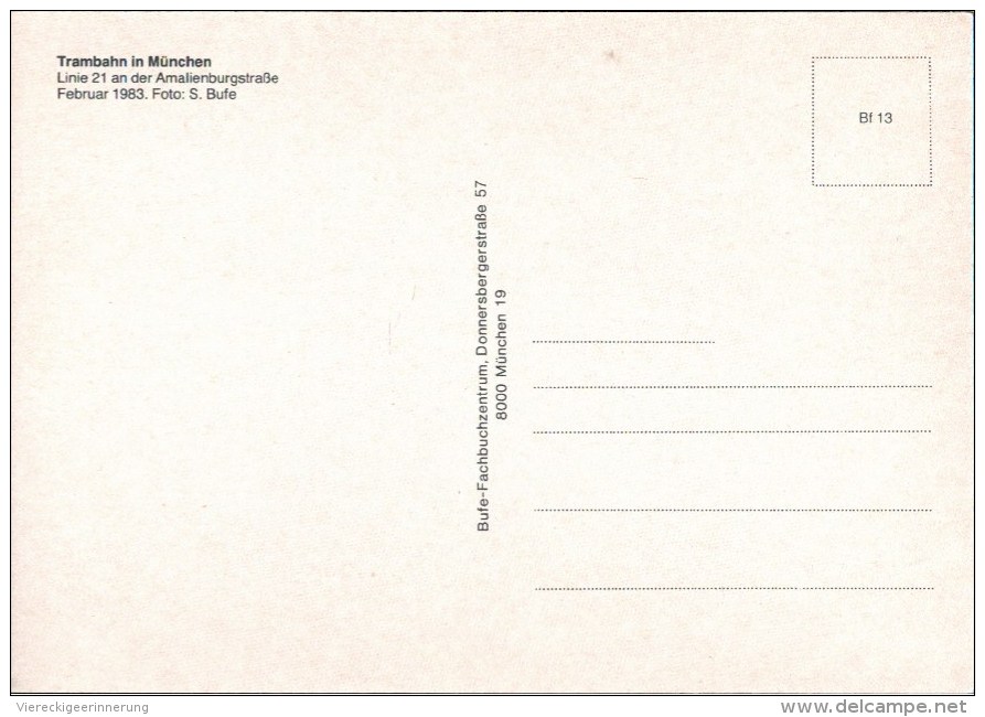 ! Moderne Ansichtskarte Aus München, Straßenbahn Linie 21 An Der Amalienburgstraße 1983, Tramway, Bayern - Tramways