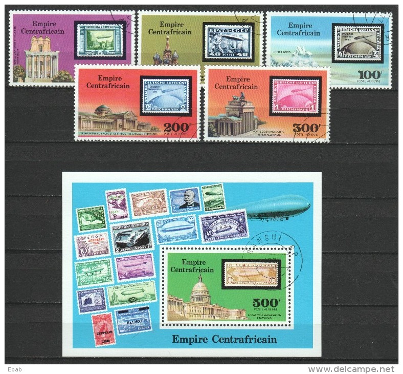 Central African Republic 1977 Mi 488-492 + Block 18 - Zeppelins