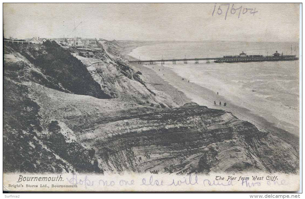 DORSET - BOURNEMOUTH - THE PIER FROM WEST CLIFF 1904 Do438 - Bournemouth (hasta 1972)
