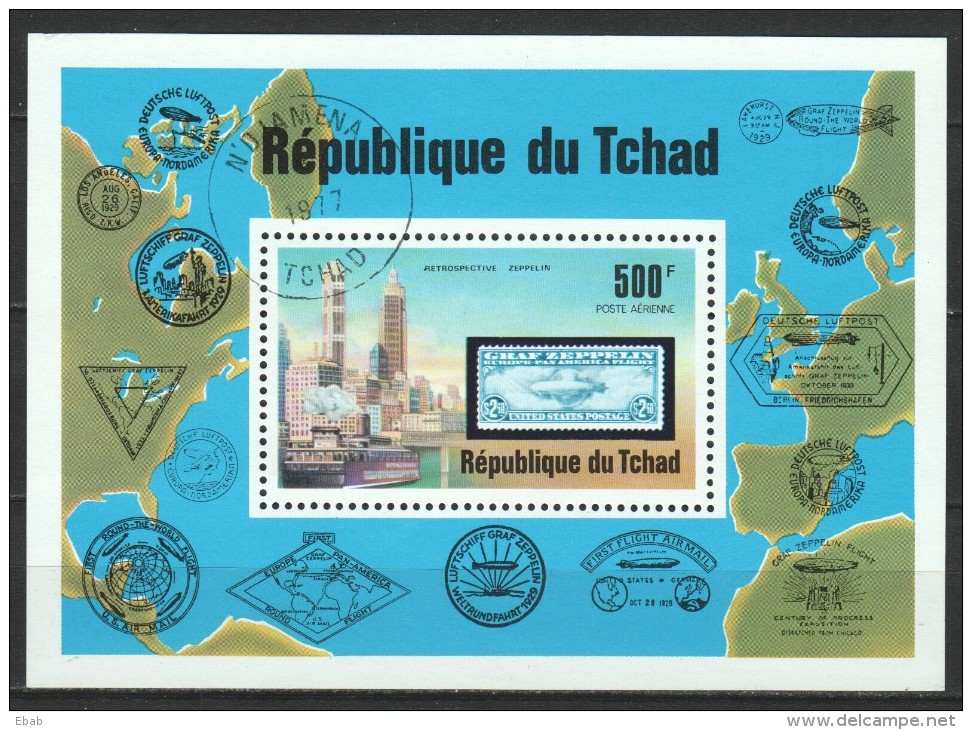 Chad  Tchad 1977 Mi 775-779 + Block 68 - Zeppelins