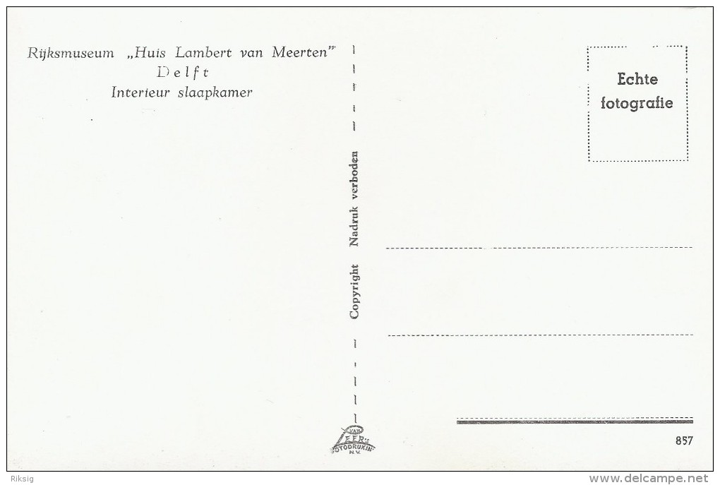 Delft.  Rijksmuseum  Huis Lambert Van Meerten.  Interieur Slaapkamer.    S-855 - Delfzijl
