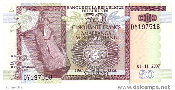 BURUNDI   50 Francs  Daté Du 01-11-2007   Pick 36g     ***** BILLET  NEUF ***** - Burundi