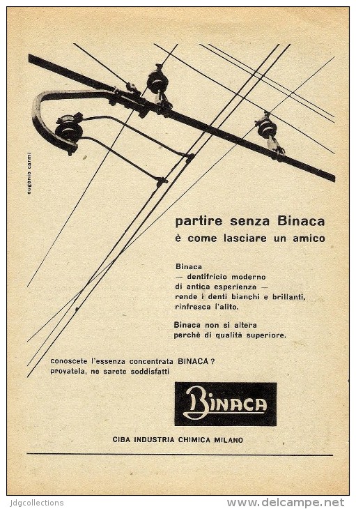 # DENTIFRICIO  BINACA CIBA MILANO 1950s Advert Pubblicità Publicitè Reklame Toothpaste Zahnpaste Oral Dental Healthcare - Attrezzature Mediche E Dentistiche