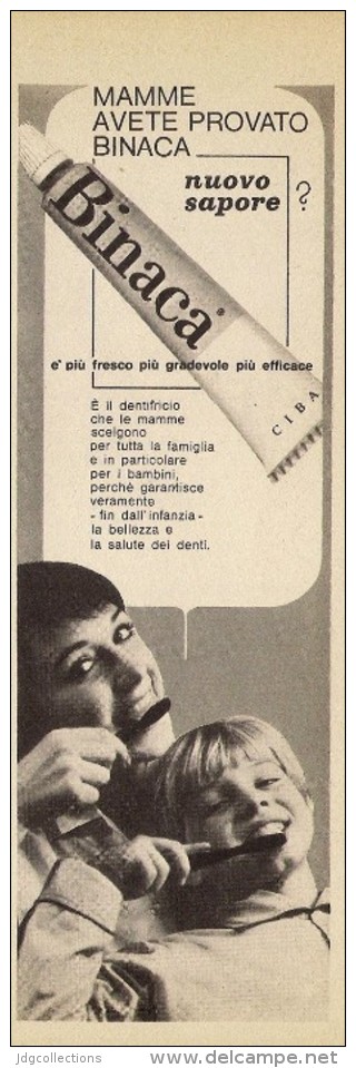 # DENTIFRICIO  BINACA CIBA MILANO 1950s Advert Pubblicità Publicitè Reklame Toothpaste Zahnpaste Oral Dental Healthcare - Attrezzature Mediche E Dentistiche