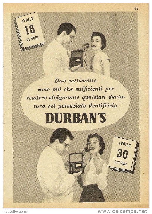 # DENTIFRICIO DURBAN´S 1950s Advert Pubblicità Publicitè Reklame Toothpaste Zahnpaste Oral Dental Healthcare - Attrezzature Mediche E Dentistiche