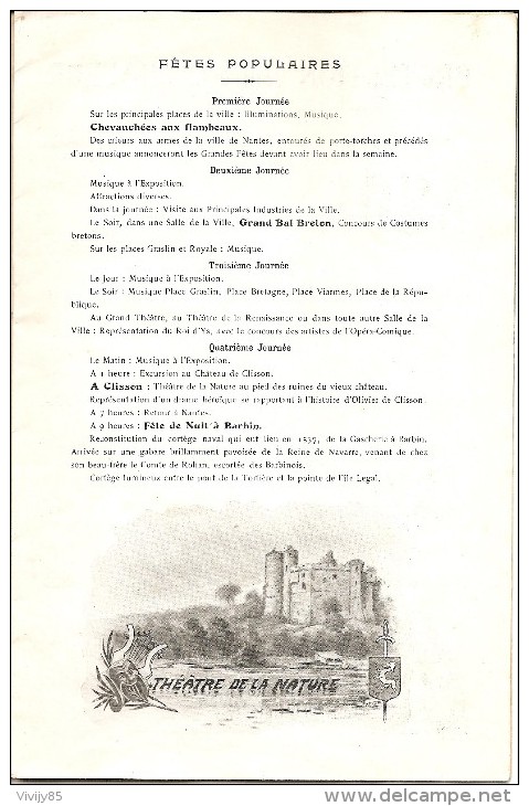 44- NANTES - rare programme des fêtes de la Bretagne prévues pour 1910 ( durée 8 jours )