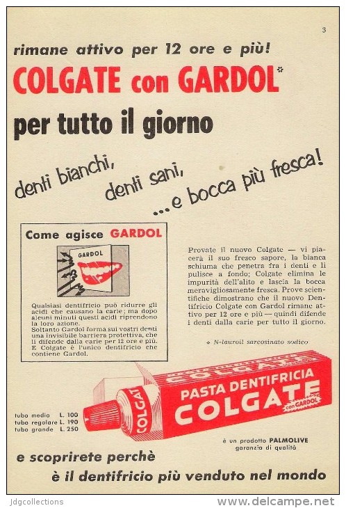 # TOOTHPASTE COLGATE PALMOLIVE 1950s Advert Pubblicità Publicitè Reklame Dentifricio Zahnpaste Oral Dental Healthcare - Medical & Dental Equipment