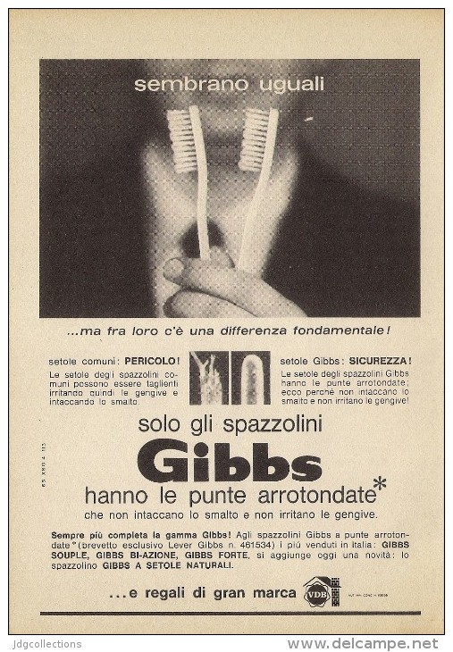 # TOOTHBRUSH GIBBS 1950s Advert Pubblicità Publicitè Reklame Brosse Spazzolino Zahnburste Cepillo Oral Dental Healthcare - Medical & Dental Equipment