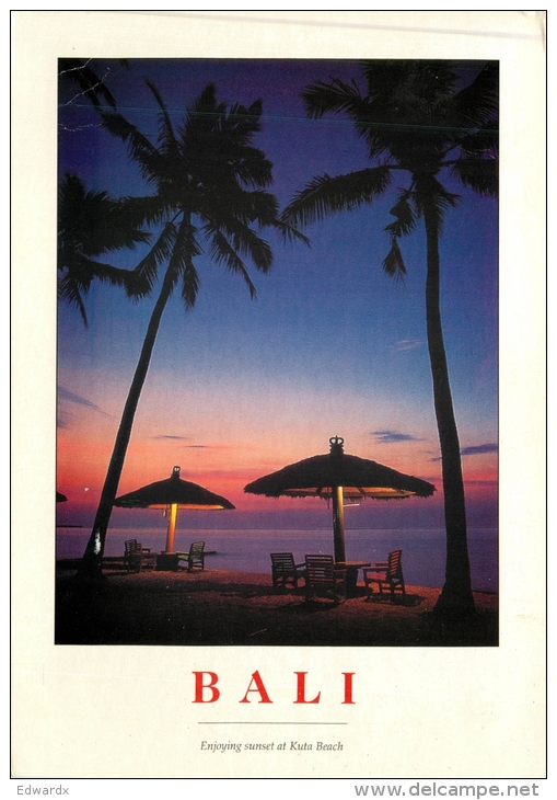 Kuta Beach, Bali, Indonesia Postcard Posted 1998 Stamp - Indonesië
