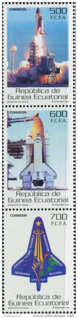 DB0593 Equatorial Guinea 2003 Space Shuttle 3v MNH - Guinée Equatoriale