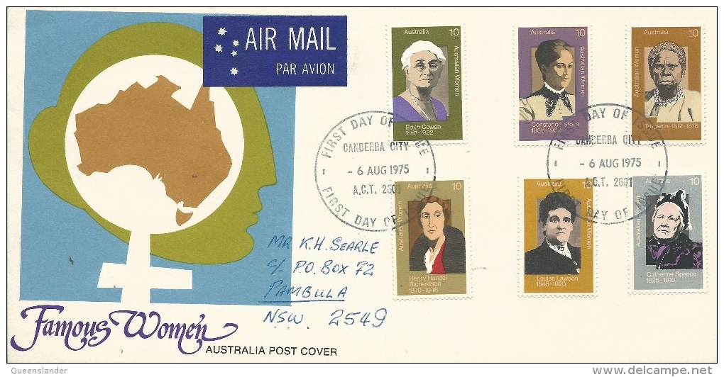 1975 Famous Women FDI Canberra City 6 Aug 1975 ACT 2601 Has Been Addressed - FDC