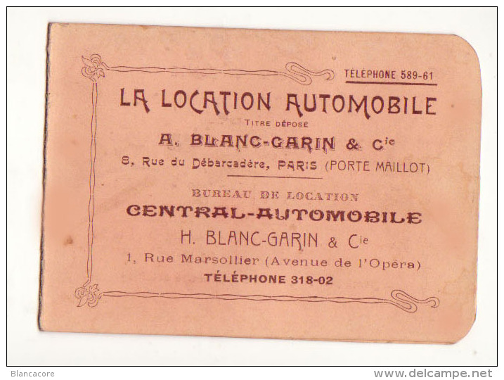 Calendrier 1906 La Location Automobile  Blanc Garin Paris / RARE - Klein Formaat: 1901-20