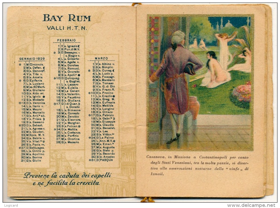 PALERMO - PICCOLO CALENDARIO MEMORIE DI CASANOVA 1929 - Small : 1921-40