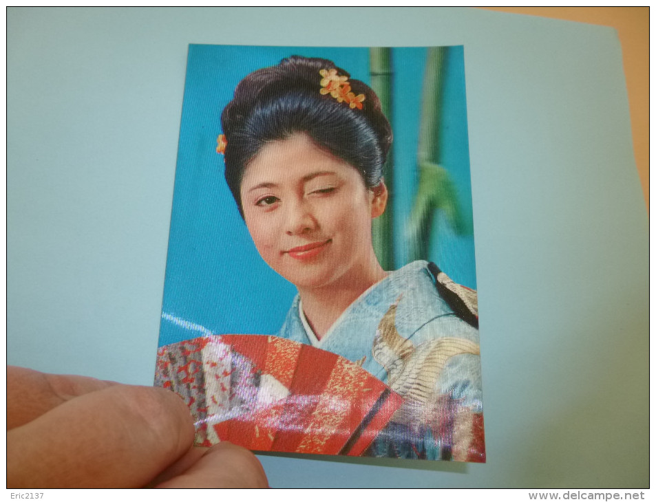 CARTE RELIEF...3D...FEMME JAPONAISE...(CLIN D´OEIL) - Femmes