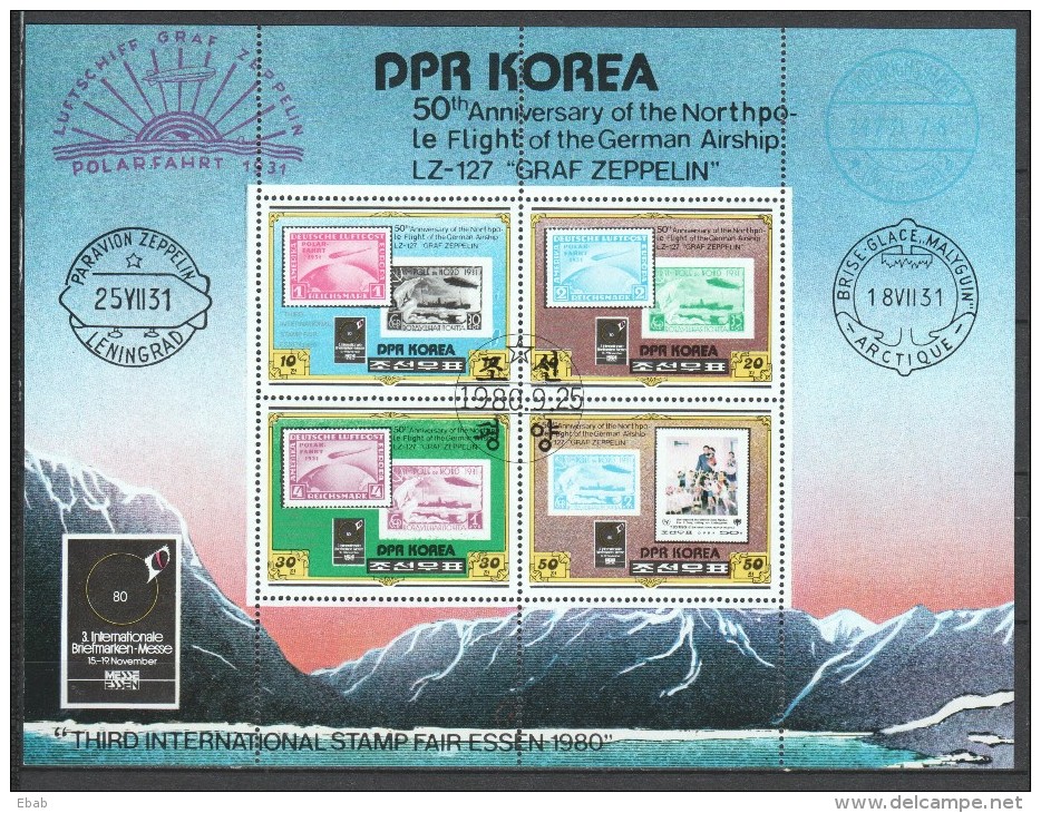 Korea North 1980 Mi Kleinbogen 2047-2050A - Zeppelins