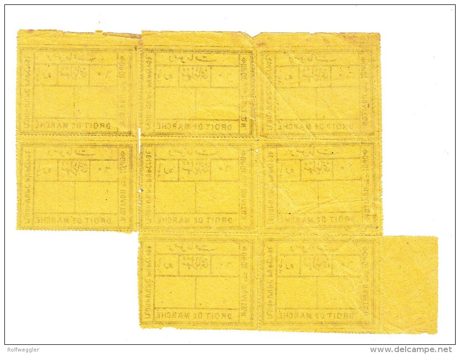 Türkei - 1863 - 8er Block Steuermarke 60 Para Dunkelgelb - Sehr Bruchig - Lettres & Documents