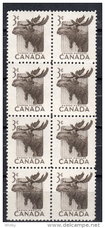 Canada 1953 3 Cent Moose Issue #323 Block Of 8 MNH - Ongebruikt