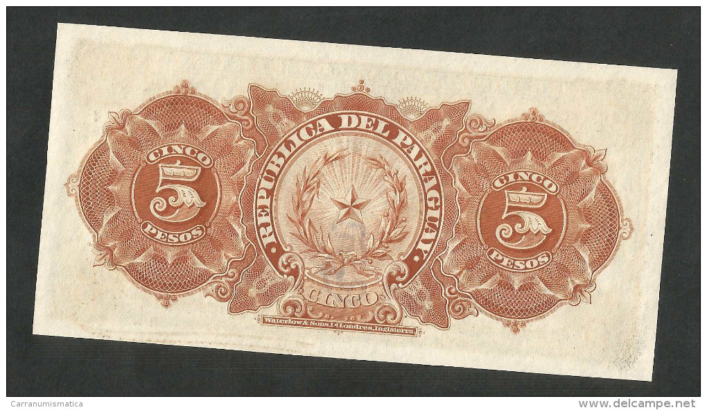 [NC] PARAGUAY - BANCO De La REPUBLICA - 5 PESOS (1907) - AUNC - Paraguay