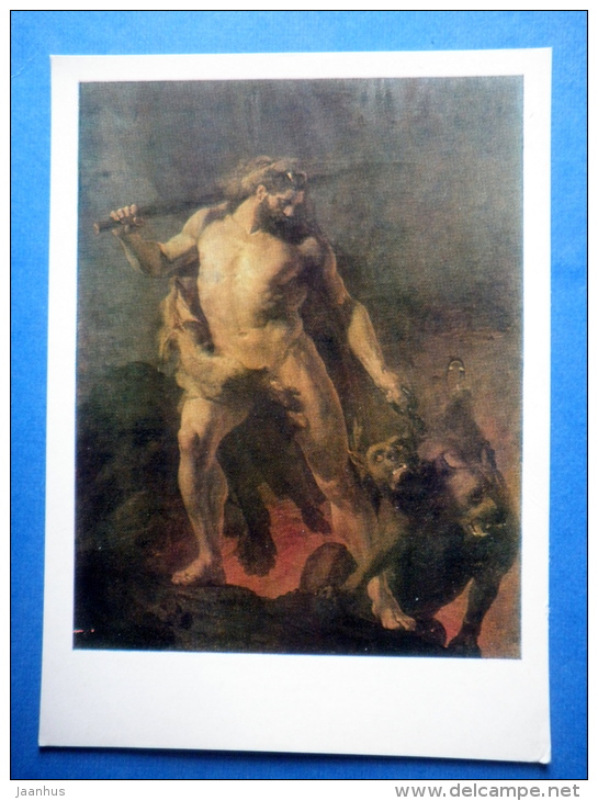Painting By J. Köler - Hercules Fetches Cerberus From The Gate Of Hell , 1855 - Estonian Art - Unused - Pintura & Cuadros