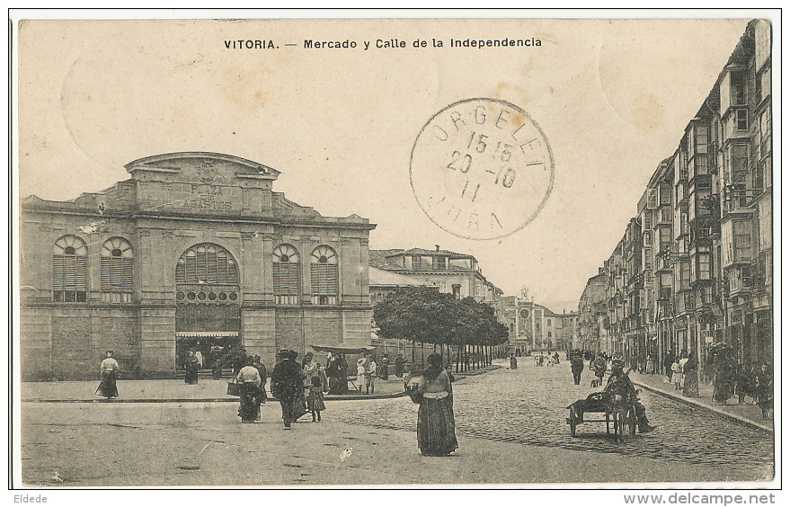 Vitoria Mercado Y Calle De La Independencia  Edit E.J.G. Paris Irun Abastos Voyagé A St Hippolyte  Jura - Álava (Vitoria)