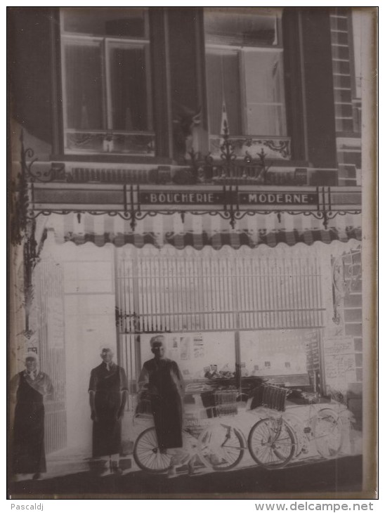 1920 - Boucherie DANIAUX - RUE D'HAVRE - MONS - GRAND Négatif Plaque De Verre - PHOTO + SCAN - Plaques De Verre