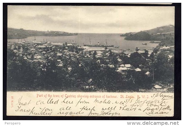 AK     Antilles   SAINT LUCIA     Part Of The Town Of Castries Showing Entrance Of Harbour  1906 - Saint Lucia