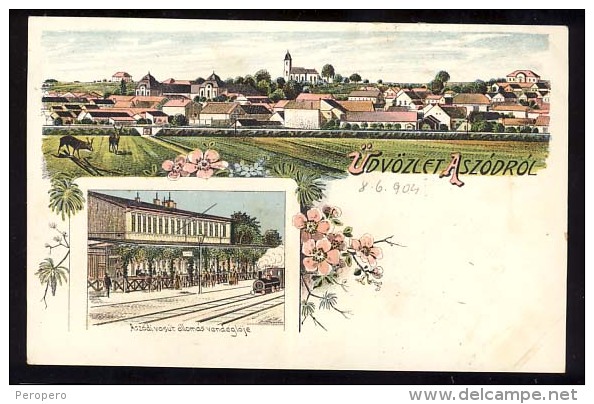 AK    Hungary     ASZOD    Litho     Bahnhof   1904 - Ungarn