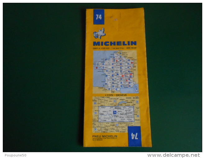 Carte Routière  MICHELIN N: 74   Lyon - Genève   édition 1975 - Cartes Routières