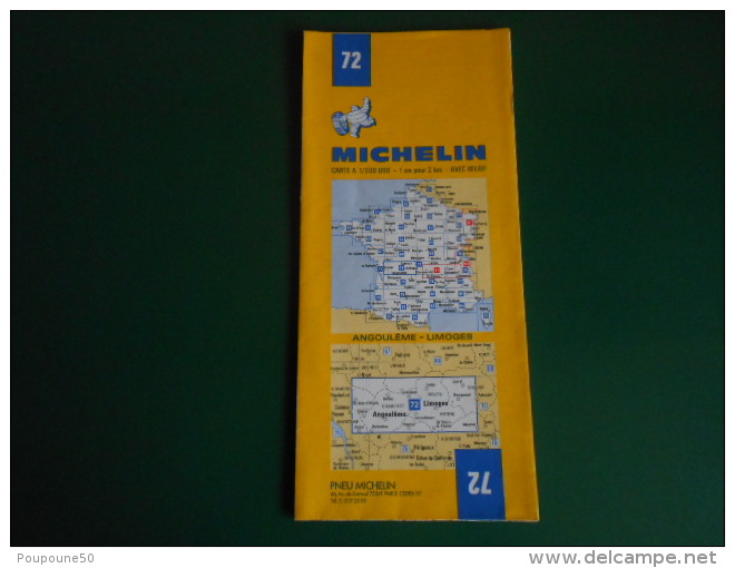 Carte Routière  MICHELIN N: 72   Angoulême - Limoges - édition  1984 - 17è - Cartes Routières