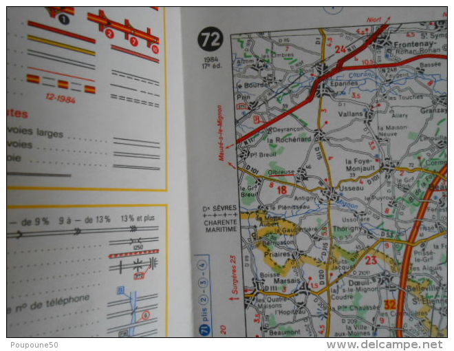 Carte Routière  MICHELIN N: 72   Angoulême - Limoges - édition  1984 - 17è - Cartes Routières