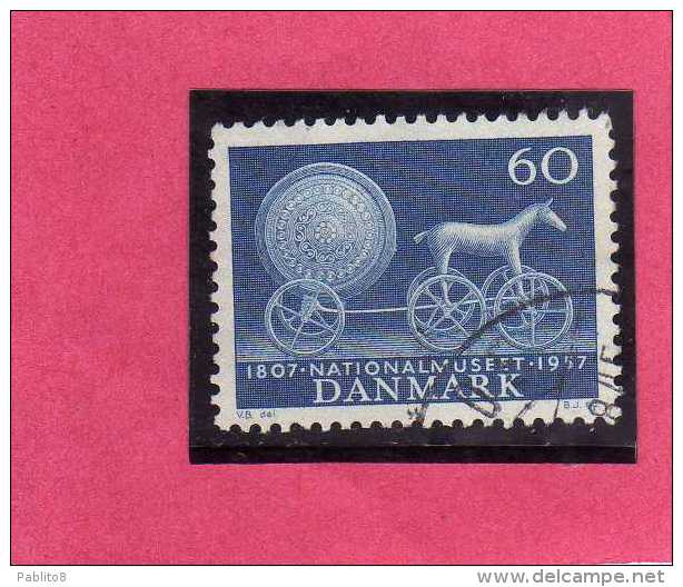 DANEMARK DANMARK DENMARK DANIMARCA 1957 NATIONAL MUSEUM Sun God’s Chariot 60o ORE 60 USATO USED OBLITERE' - Usati