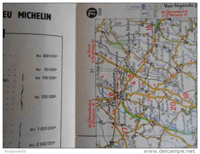 Carte Routière  MICHELIN N: 71    La Rochelle - Bordeaux   -  édition  1958 - Cartes Routières