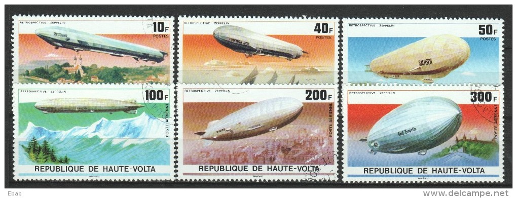 Upper Volta 1976 Mi 625-630 + Block 42 - Zeppelins