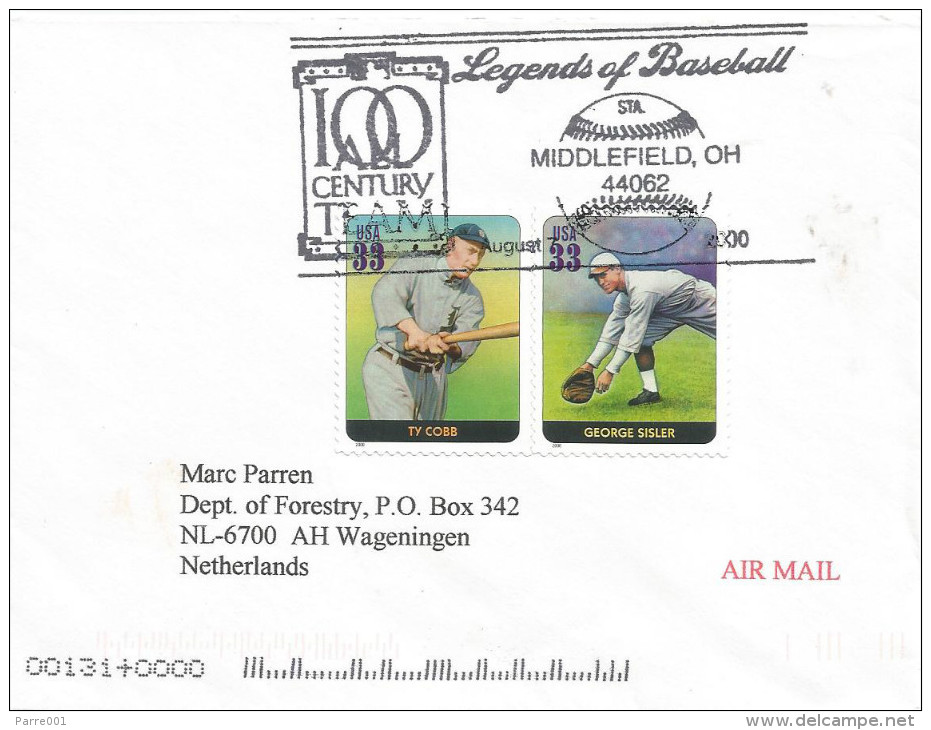 USA 2000 Middlefield Legends Of Baseball Cover - Béisbol