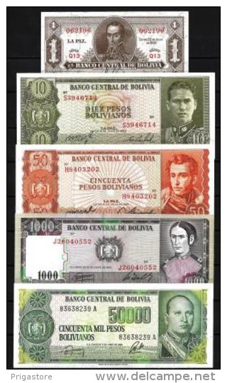 Bolivie - Bolivia Lot De 5 Billets Neufs 1er Choix UNC - Bolivia