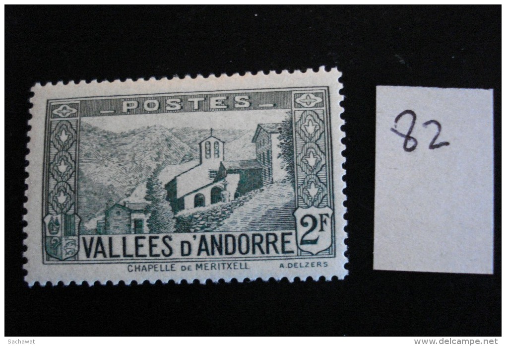 Andorre Français : Années 1937-43 - 2f Vert Chapelle N.D. De Meritxel - Y.T. 82 - Neuf (*) Mint (MLH) - Ungebraucht