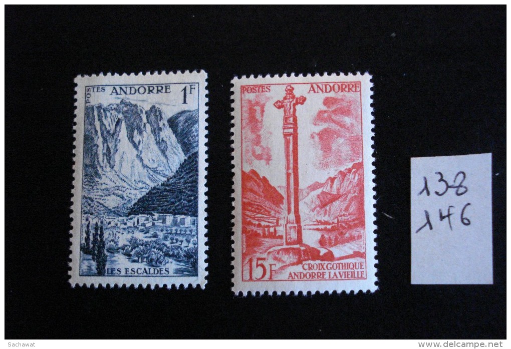 Andorre Français : Années 1955-58 - Paysages De La Principauté - Y.T. 138-146 - Neuf (*) Mint (MLH) - Unused Stamps