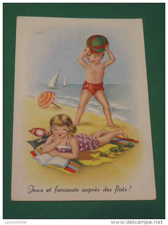 Carte Enfants à La Plage " Jeux Et Farniente" - Tarjetas Humorísticas