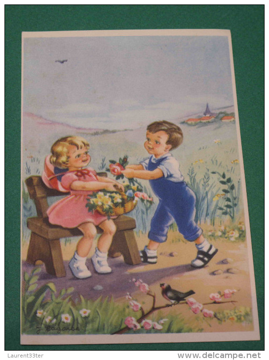 Carte Enfants Cueillant Des Fleurs - Humorous Cards