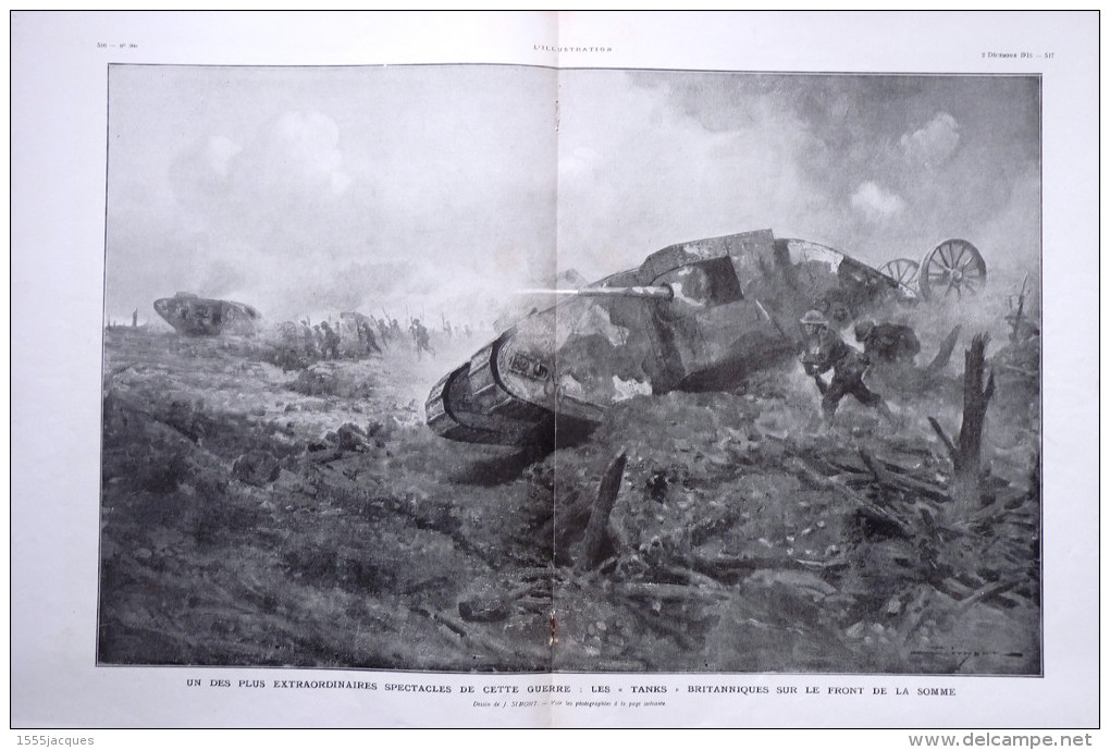 ILLUSTRATION N° 3848 / 02-12-1916 ÉMILE VERHAËREN TANK SOUS-MARIN ZOUAVES CHASSEURS ALPINS AVIATION CHEFFER MONASTIR