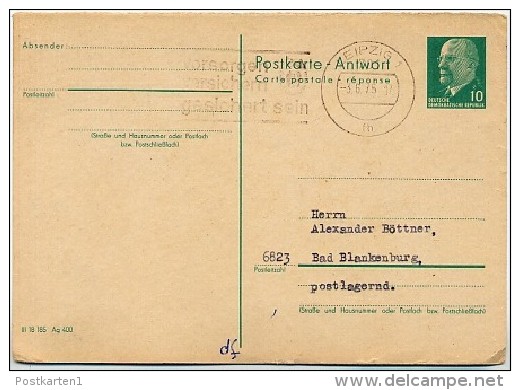 VERSICHERUNG LEIPZIG 1975 Auf  DDR Antwort-Postkarte P 77A - Postkarten - Gebraucht