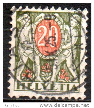 SWITZERLAND 1924  Postage Due - Two Cherubs Holding Figure - 20c. - Red And Green  FU SLIGHT CREASE CHEAP - Postage Due