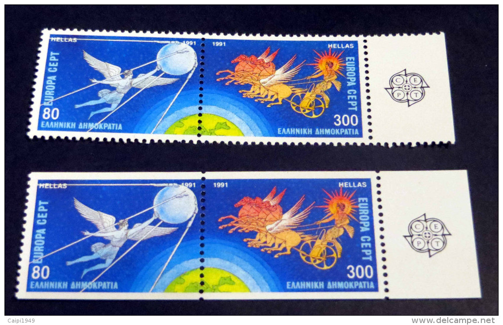 Weltraumfahrt 1991, Mi.Nr. 1777/78 A + C, 2 Postfr. Waagerechte Paare - Neufs