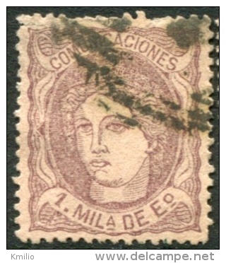 Edifil 101, 1 Milésima Violeta De 1870, 2 Ejemplares De Diferente Tono De Color En Usado - Used Stamps