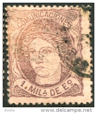 Edifil 101, 1 Milésima Violeta De 1870, 2 Ejemplares De Diferente Tono De Color En Usado - Used Stamps