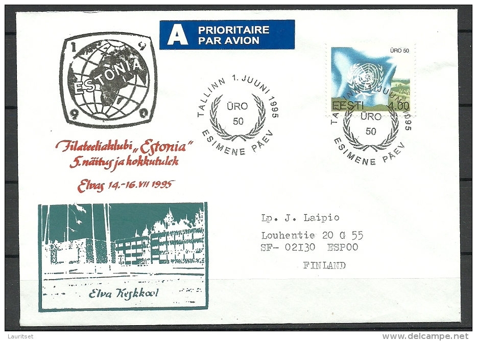 ESTLAND Estonia 1995 FDC NATO + Special Cancel Sonderstempel Sent To Finland - OTAN