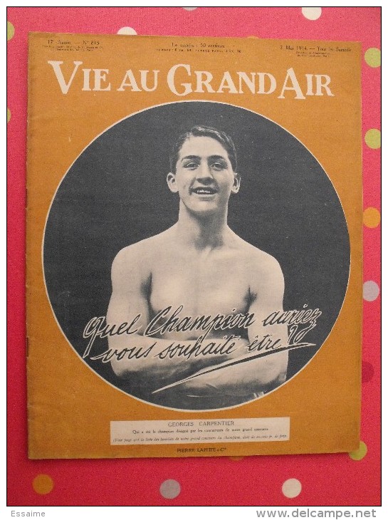 La Vie Au Grand Air. 1914. Aviation, Hydravion, Boxe Carpentier, Automobile,  Vélo. 28 Pages - Other & Unclassified