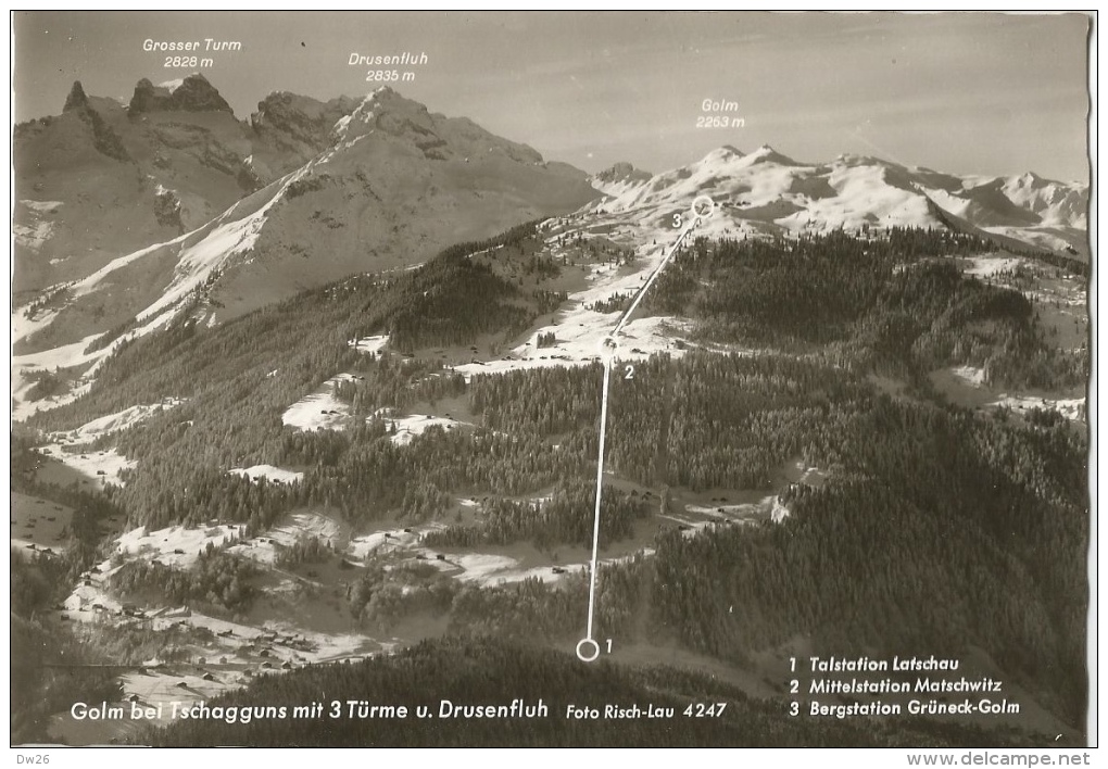 Golm Bei Tschagguns Mit 3 Türme Und Drusenfluh - Carte Risch-Lau Non Circulée - Other & Unclassified